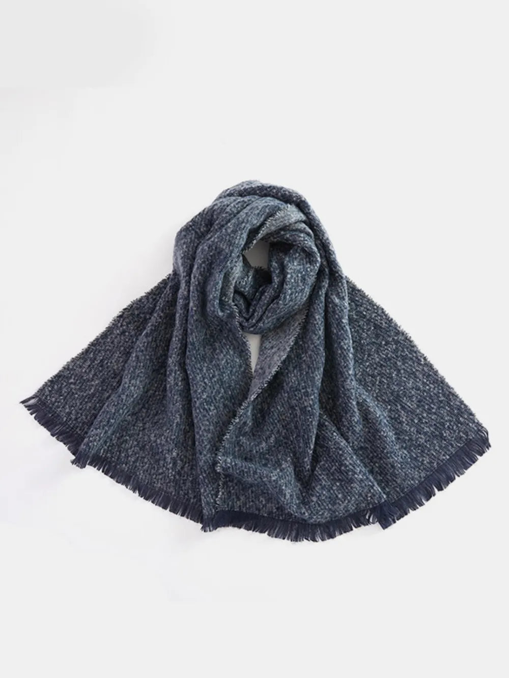 Raw Hem Heathered Polyester Scarf - Fashorio