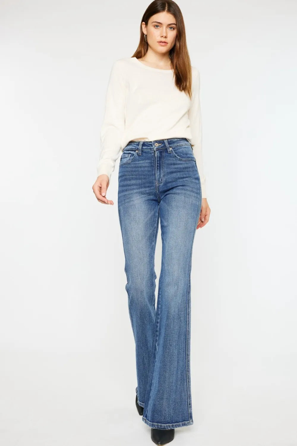 Kancan Cat's Whiskers High Waist Flare Jeans - Fashorio