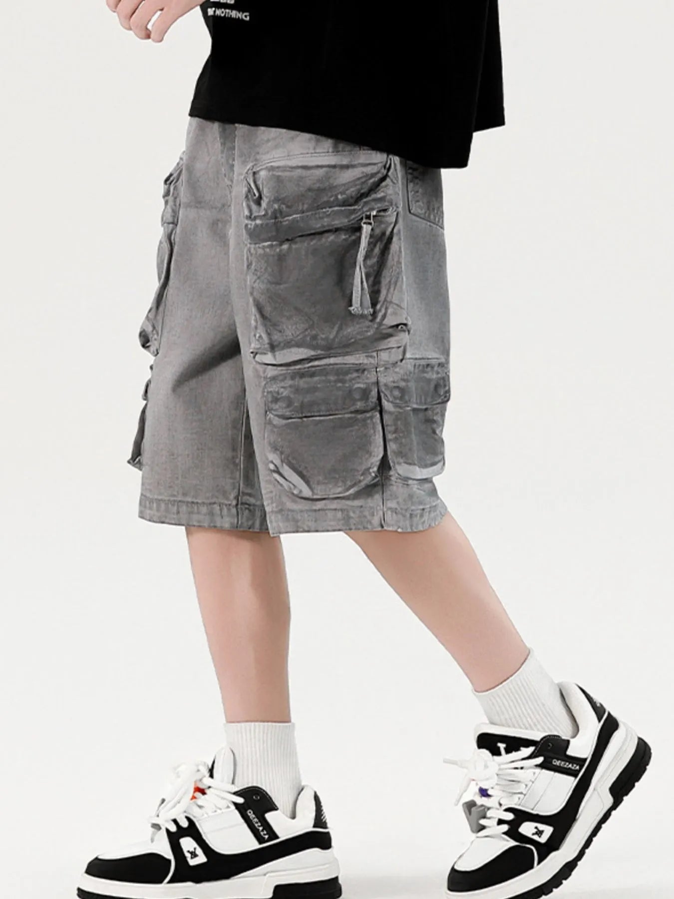 Men's Wide Leg Cargo Denim Shorts - Fashorio