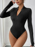 Perfee Half Zip Long Sleeve Bodysuit - Fashorio