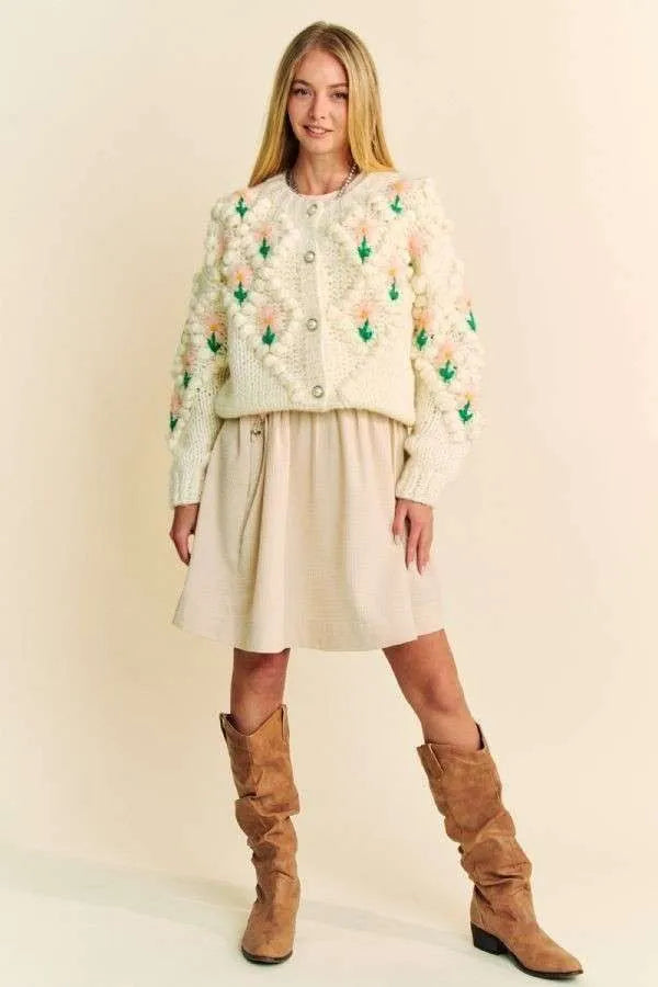 Davi & Dani Floral Pattern Button Down Cardigan - Fashorio
