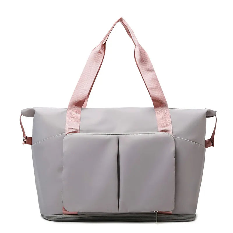 Oxford Cloth Multi Pocket Travel Bag Gray One Size - Fashorio