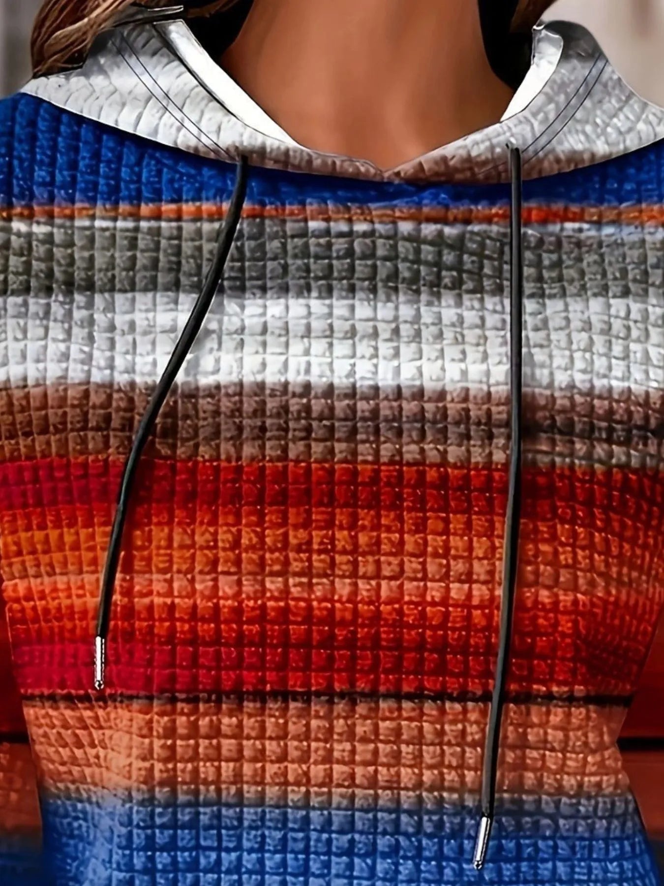 Drawstring Striped Kangaroo Pocket Hoodie - Fashorio