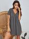 V-Neck Short Sleeve Lounge Dress Dark Gray - Fashorio