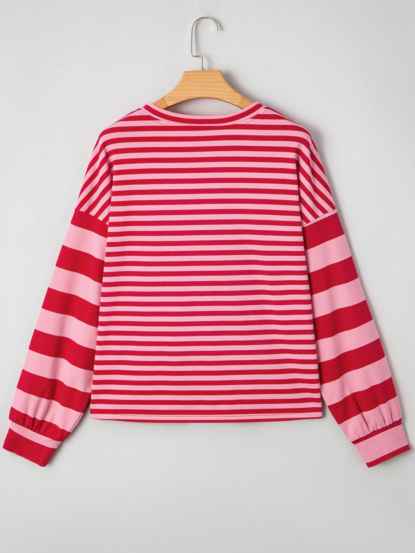 Striped Drop Shoulder V Neck Top - Fashorio