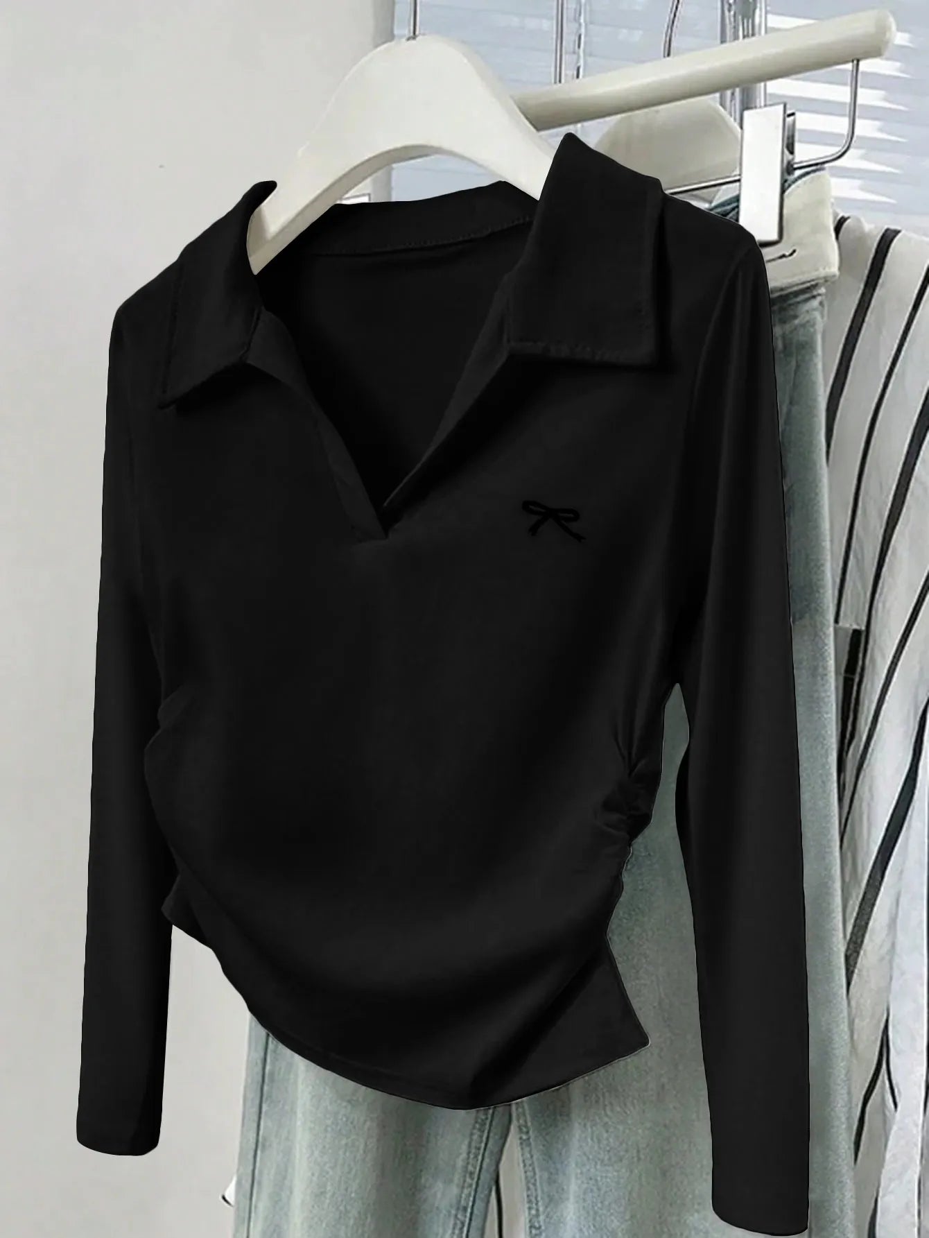 Johnny Collar Long Sleeve T-Shirt - Fashorio