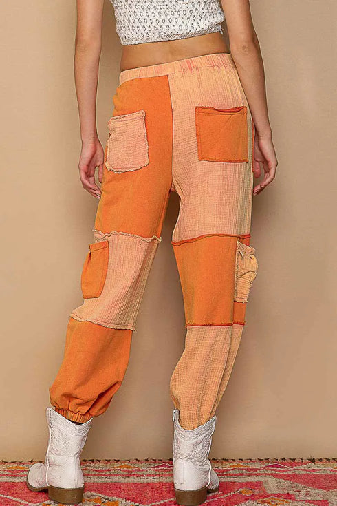 POL Drawstring Pocketed Contrast Jogger Pants - Fashorio