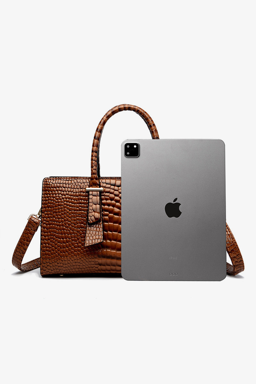 Textured PU Leather Handbag - Fashorio