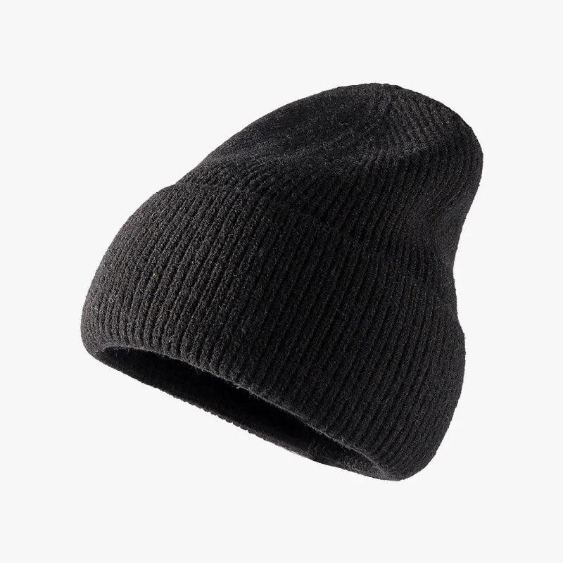 Thermal Solid Knit Hat Black One Size - Fashorio