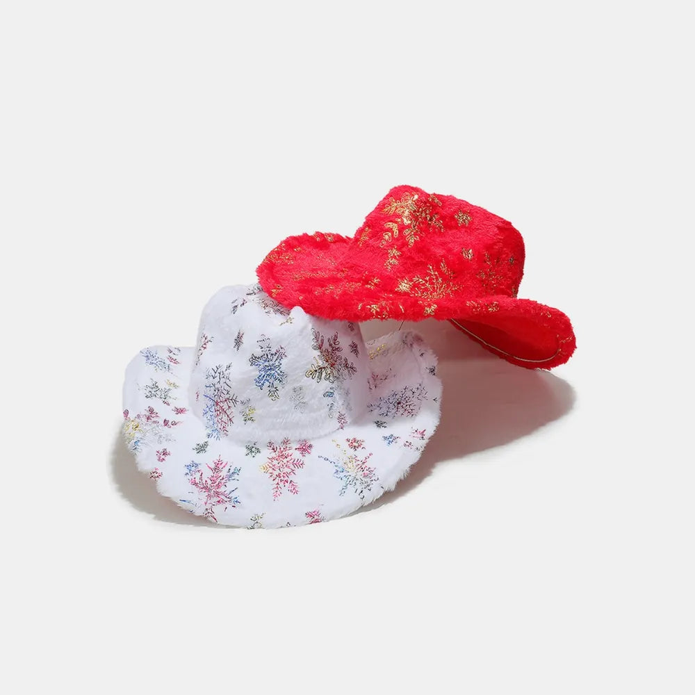 Fuzzy Snowflakes Polyester Hat - Fashorio