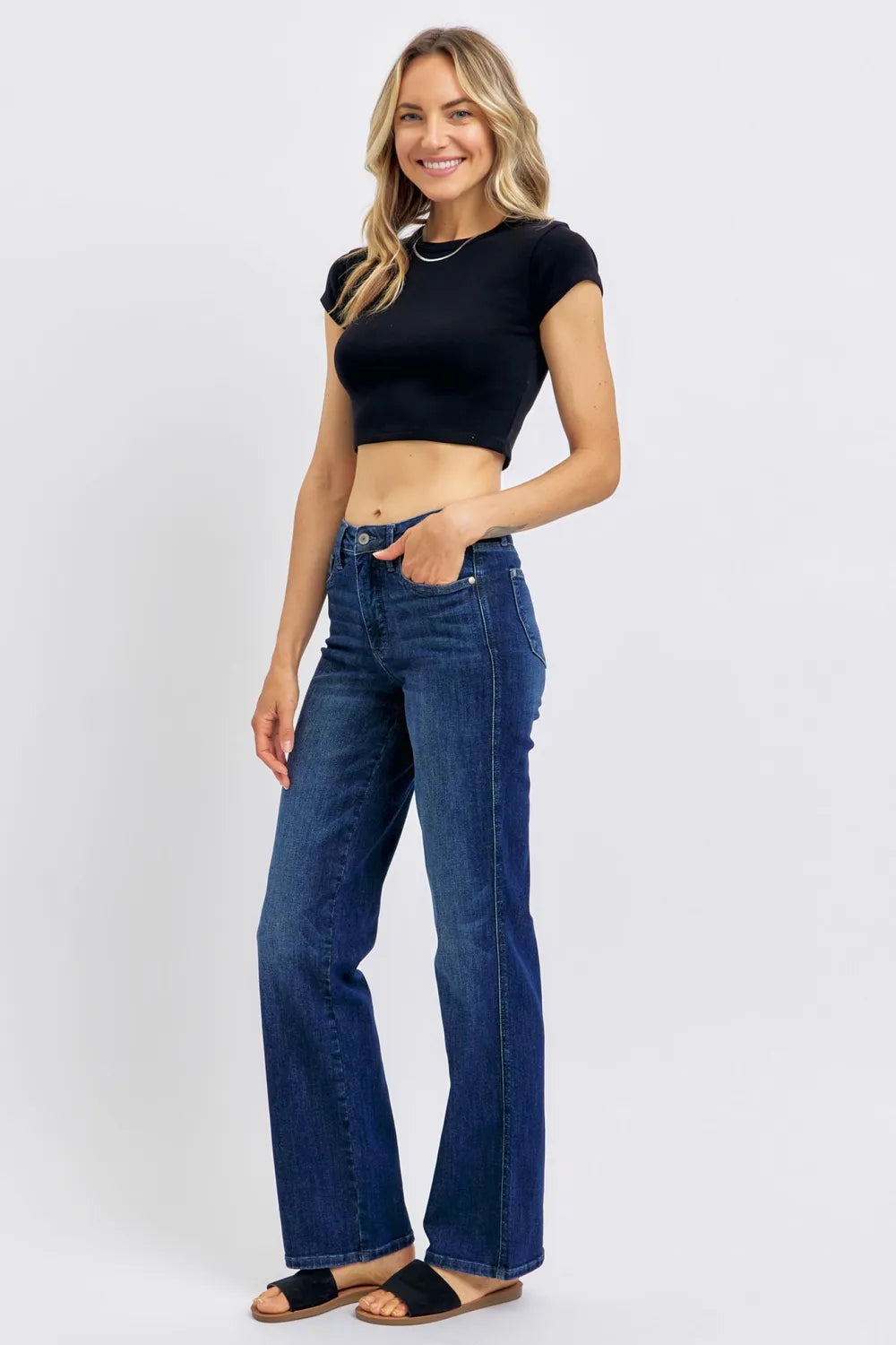 Judy Blue Full Size Tummy Control Straight Jeans Plus Size - Fashorio