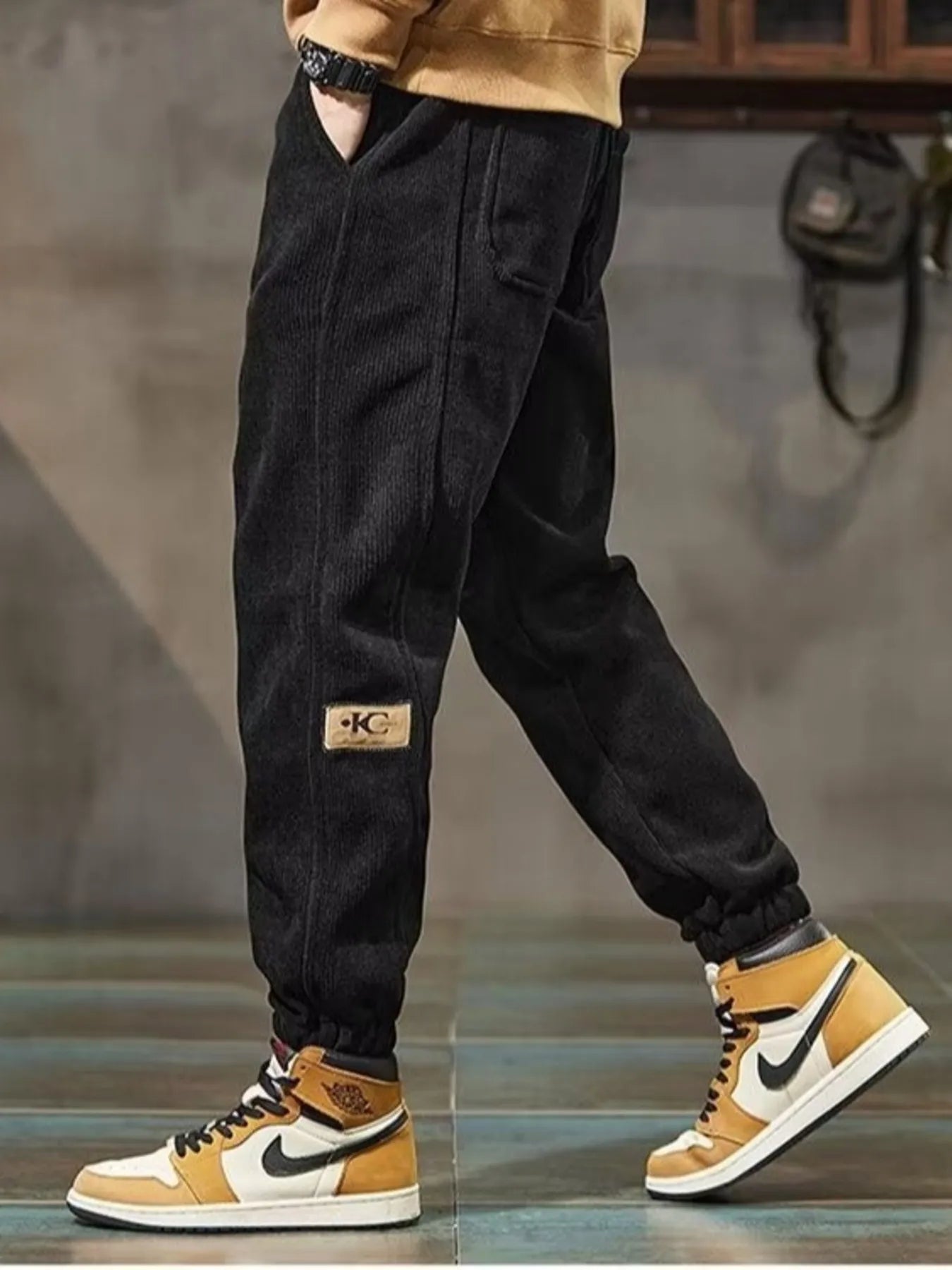 Men's Plus Size Casual Joggers with Pockets Black - Fashorio