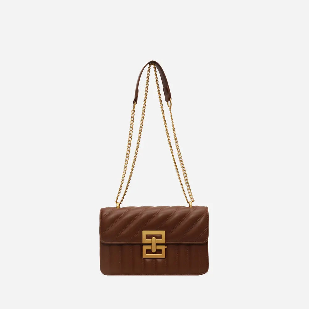 PU Leather Crossbody Bag Brown One Size - Fashorio