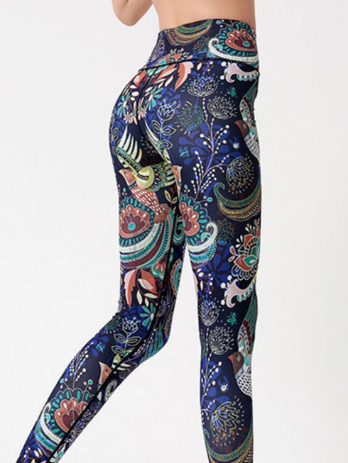 Printed High Waist Active Leggings - Fashorio