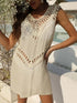 Crochet Detail Beach Cover Up Dress Apricot One Size - Fashorio