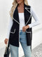 Contrast Trim Collared Neck Vest Coat Black - Fashorio
