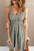 Sleeveless V-Neck Mini Dress with Buttons & Pockets – Chic Casual Light Gray - Fashorio