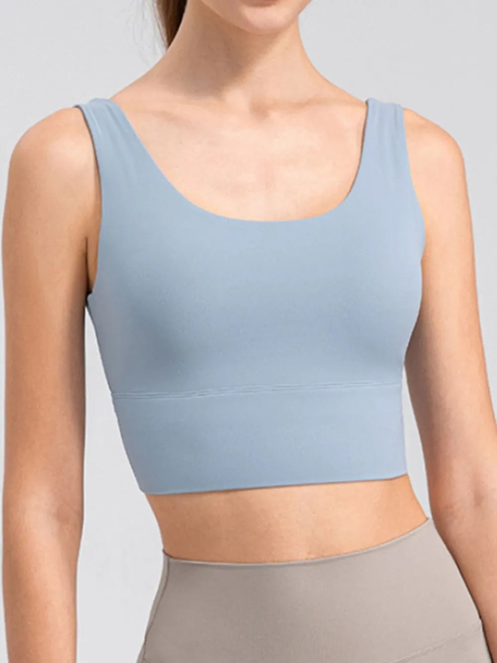 Scoop Neck Wide Strap Active Tank - Fashorio