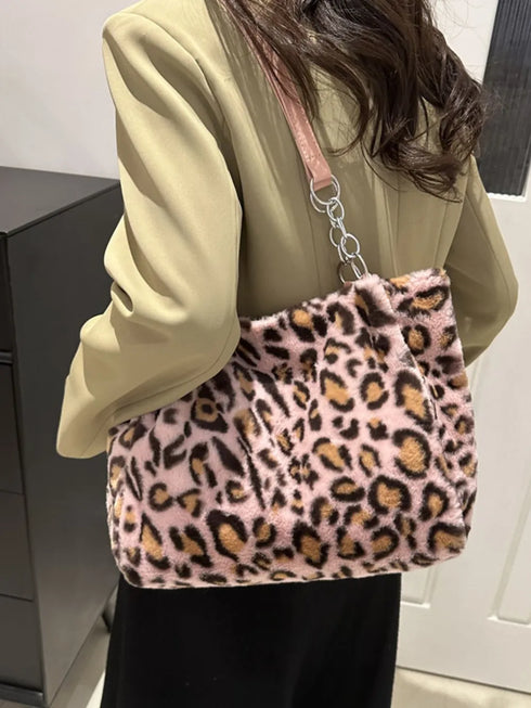 Faux Fur Leopard Shoulder Bag - Fashorio