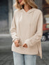 Textured Drawstring Long Sleeve Hoodie - Fashorio