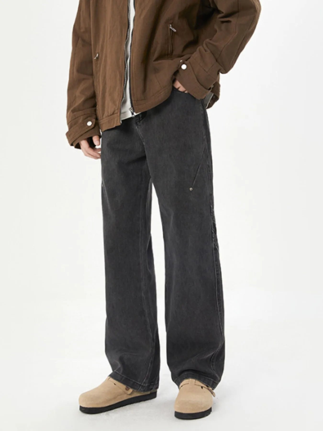Men's Full Size Washed Straight Leg Jeans Plus Size - Fashorio