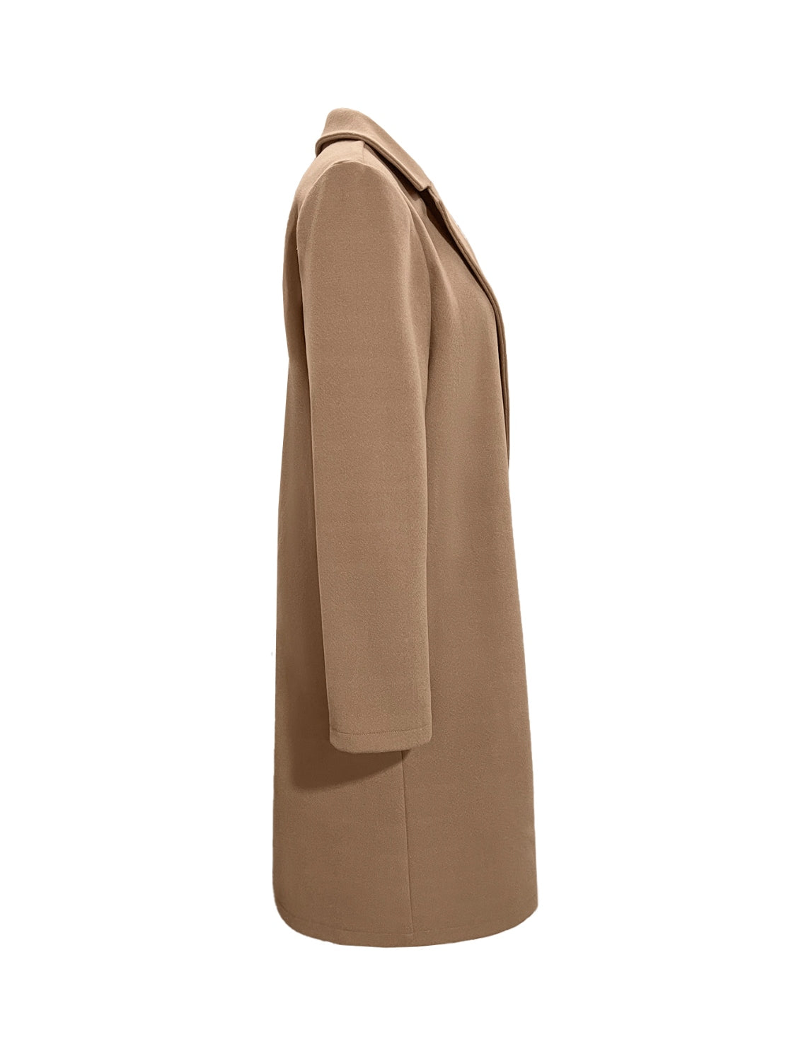 Collared Neck Button Up Long Sleeve Coat - Fashorio