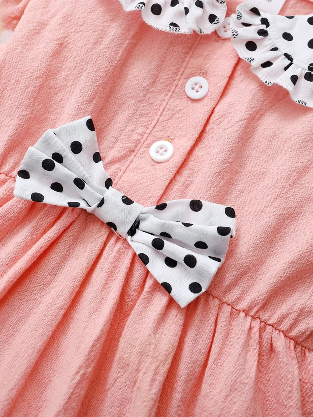 Children's Bow Peter Pan Collar Ruffle Sleeve Dress - Fashorio
