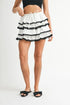 MABLE Poplin Ruffle Layered Contract Lace Trim Mini Skirt - Fashorio