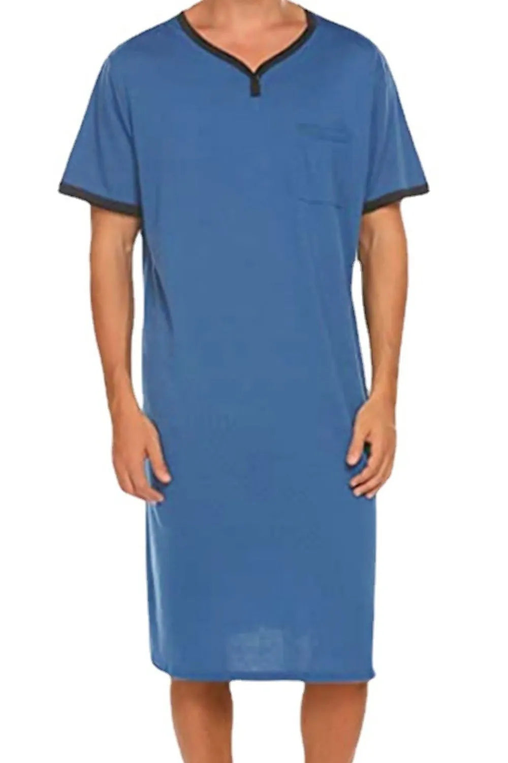 Men's Plus Size Contrast Trim Short Sleeve Lounge Tee Dress - Fashorio
