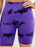 Tie-Dye High Waist Active Shorts Electric Purple - Fashorio