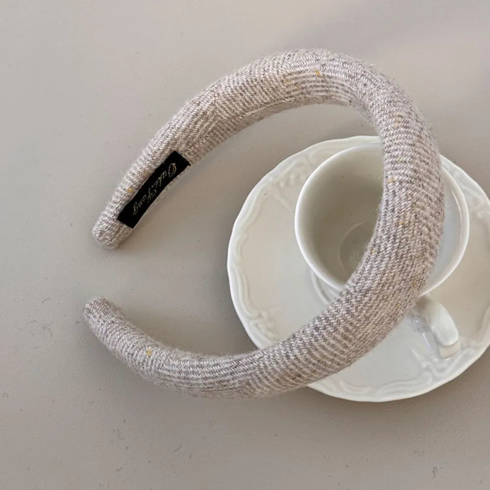 Polyester Wide Hair Headband Khaki One Size - Fashorio