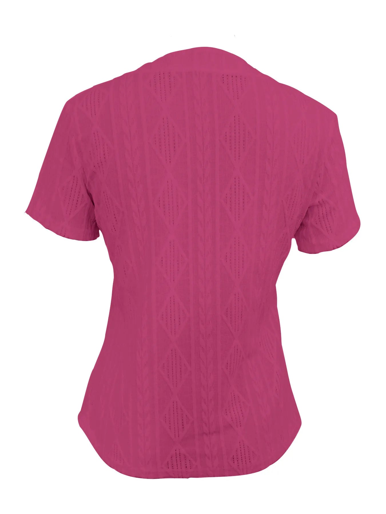 Textured Notched Short Sleeve Blouse - Fashorio