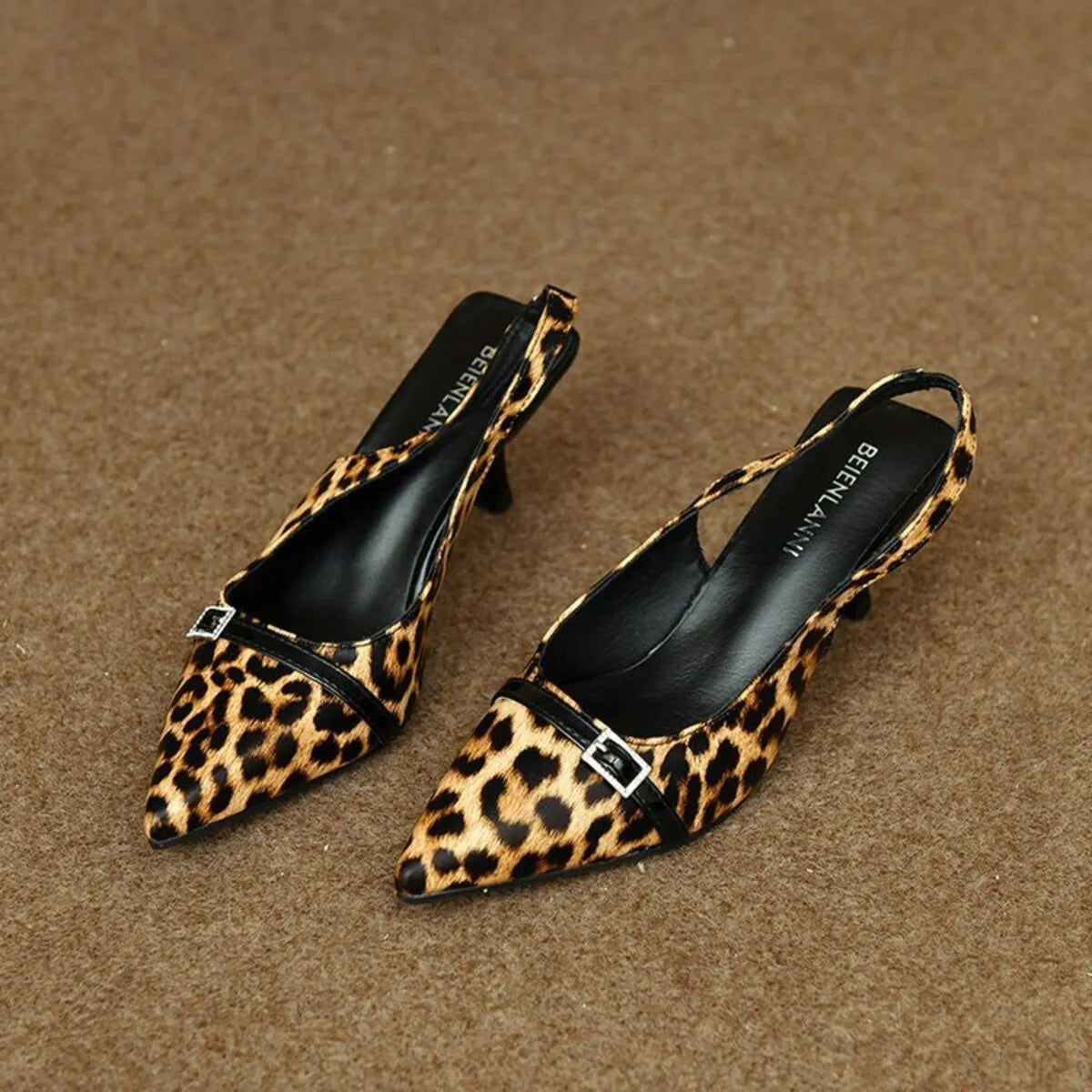 Pointed Toe Slingback Pumps Leopard - Fashorio