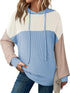 Drawstring Color Block Long Sleeve Hoodie - Fashorio
