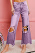 BiBi Distressed Vintage Washed Wide Leg Pants VINTAGE LAVENDER - Fashorio