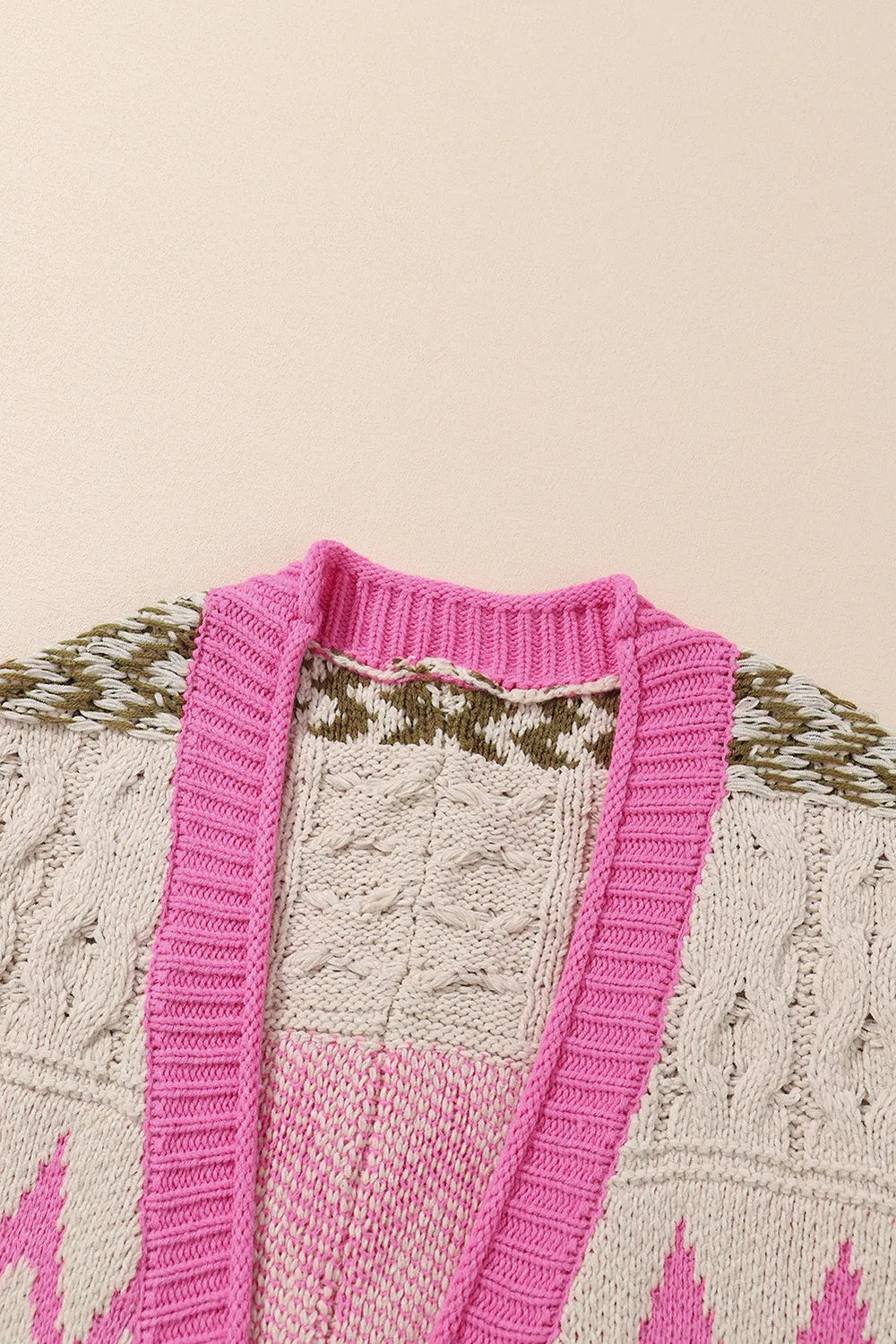 Contrast Tied Open Front Cardigan - Fashorio
