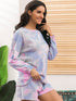 Ivy Lane Tie-Dye Long Sleeve Top and Shorts Lounge Set - Fashorio