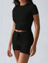 Round Neck Short Sleeve Top and Shorts Set - Fashorio
