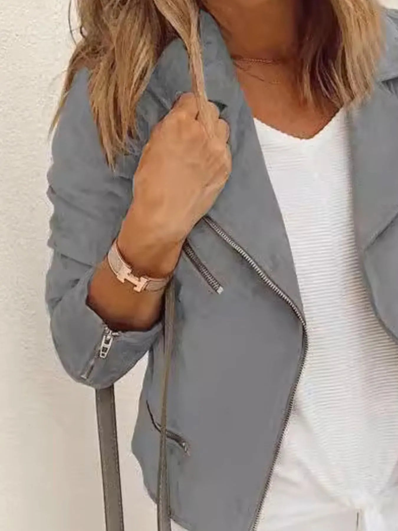 Zip-Up Long Sleeve Jacket for Casual Layering - Fashorio