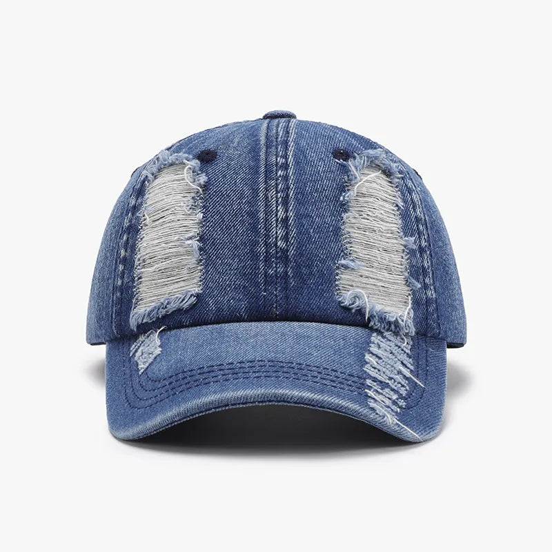 Distressed Cotton Baseball Cap Medium One Size - Fashorio