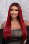 13*2" Lace Front Wigs Synthetic Straight 26" 150% Density Red Ombre One Size - Fashorio