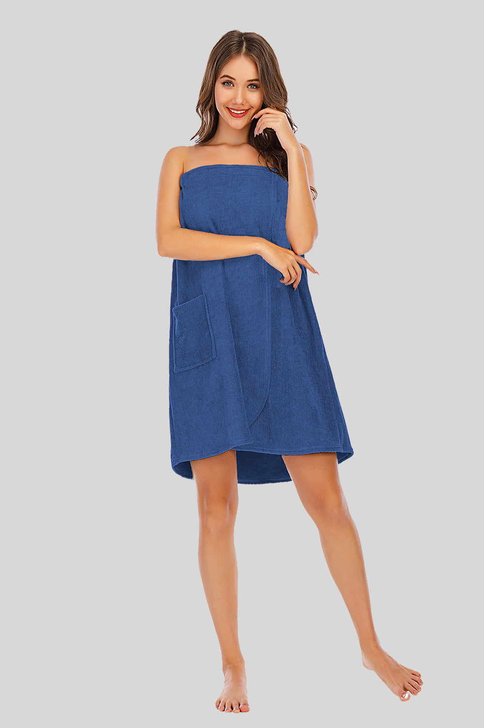 Strapless Robe with pocket Dusty Blue - Fashorio