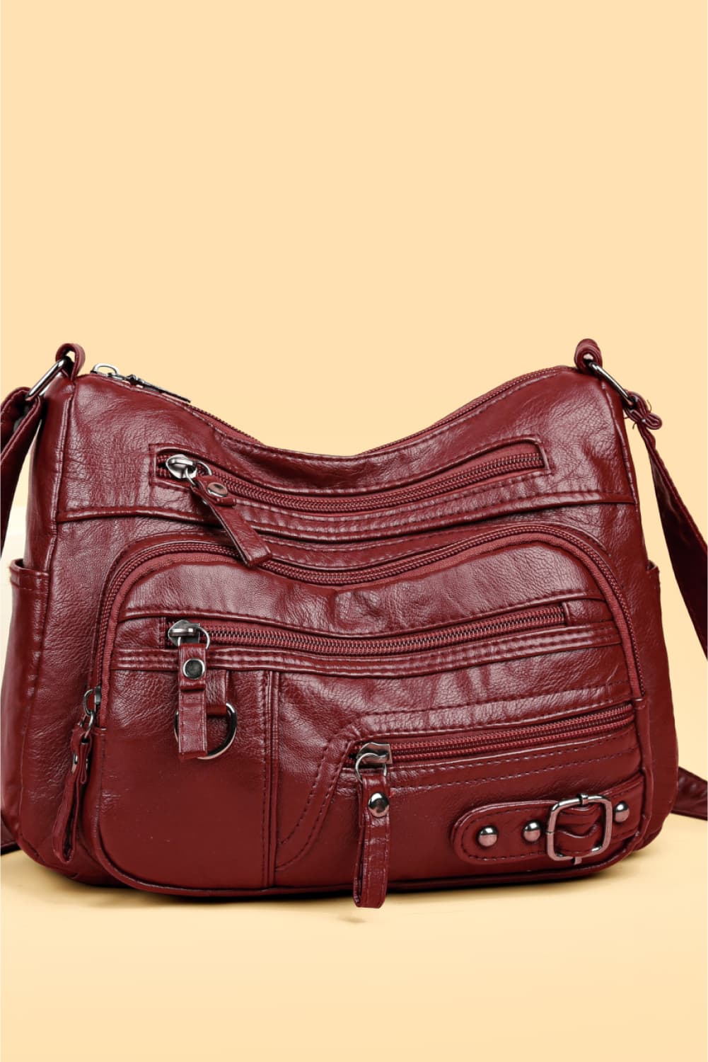 Multi-Pocket PU Leather Crossbody Bag - Fashorio