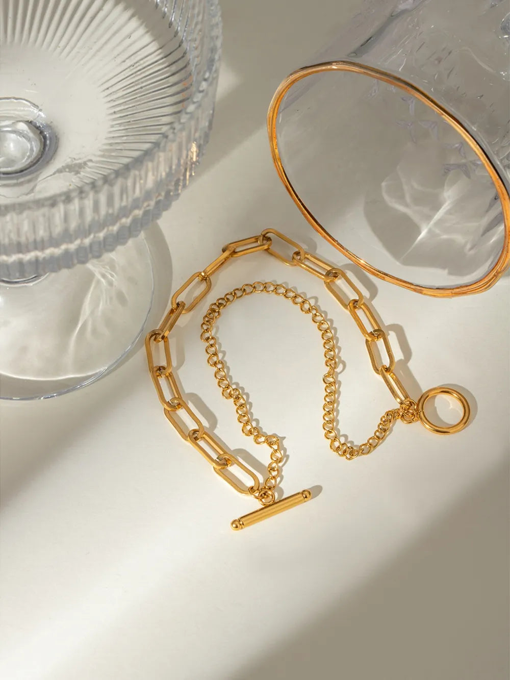 18K Gold-Plated Stainless Steel Chain Bracelet - Fashorio