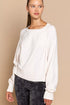 POL Round Neck Backless Sweater with Ribbed Edge - Fashorio
