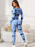 Scoop Neck Long Sleeve Active Jumpsuit - Fashorio