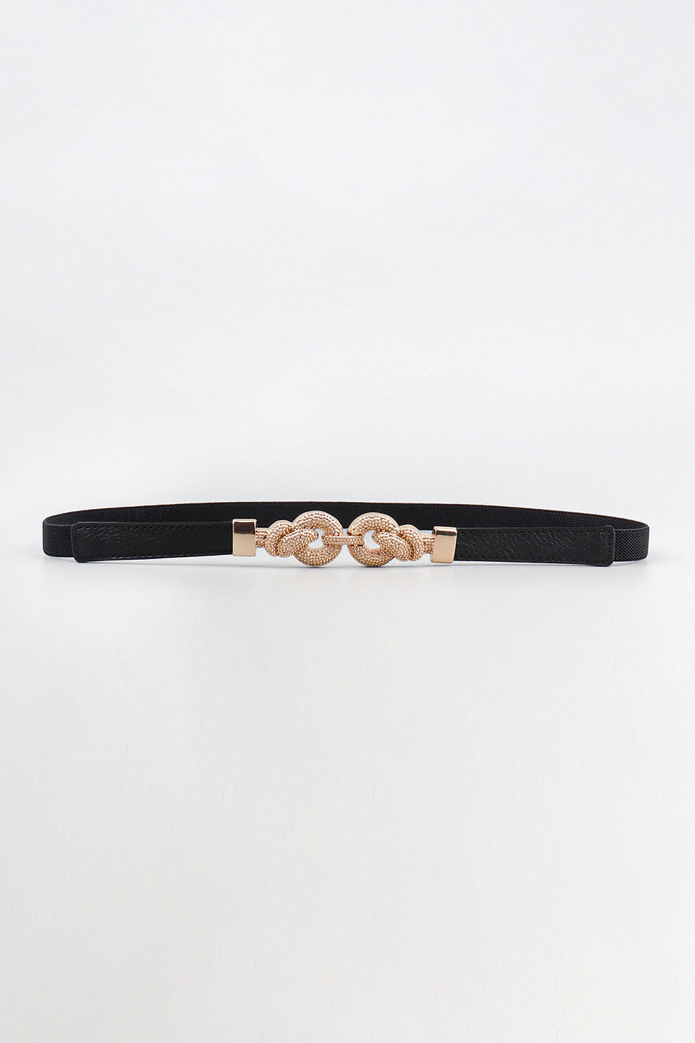 Zinc Alloy Buckle PU Leather Belt Black One Size - Fashorio