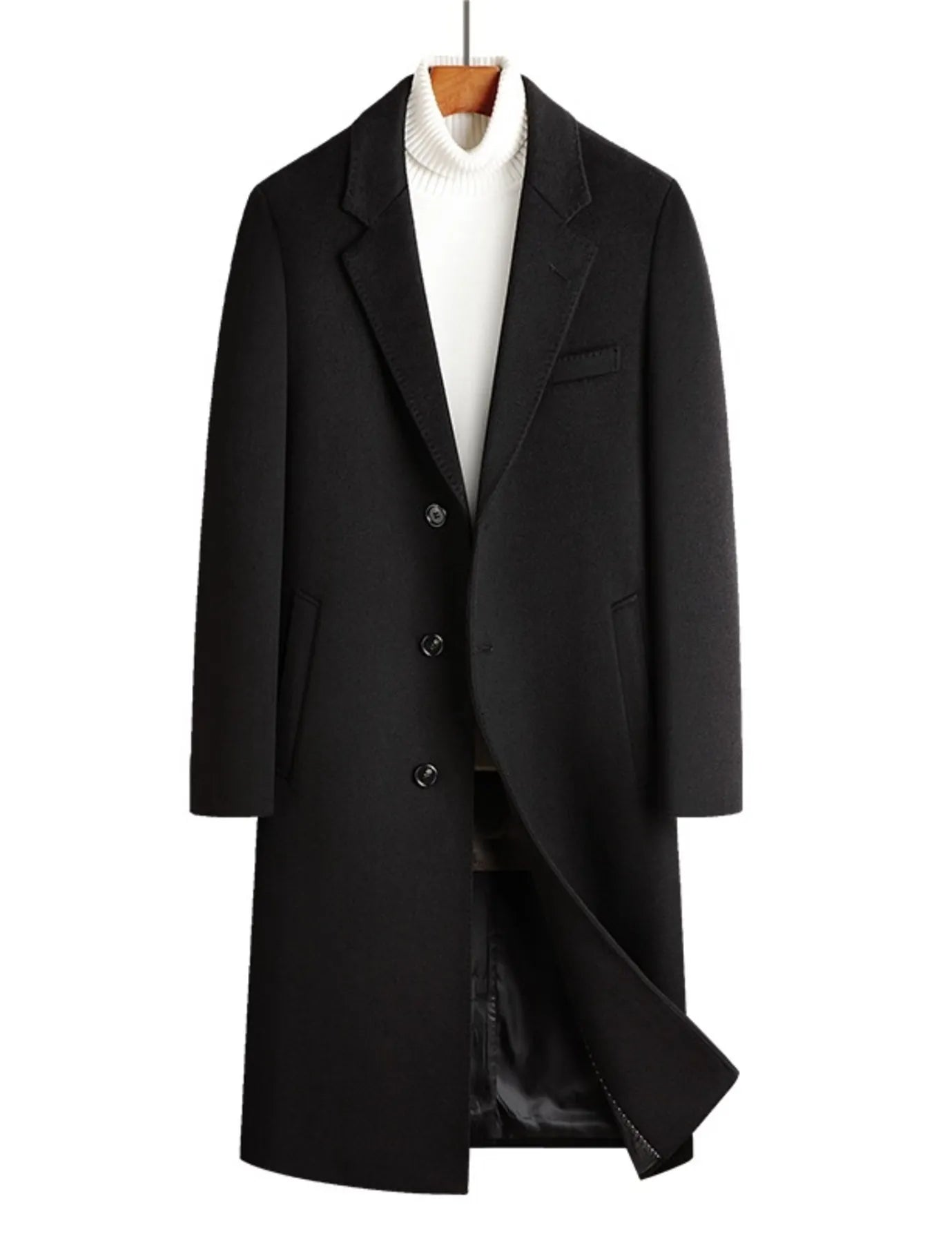 Men's Plus Size Button Up Long Sleeve Longline Coat - Fashorio