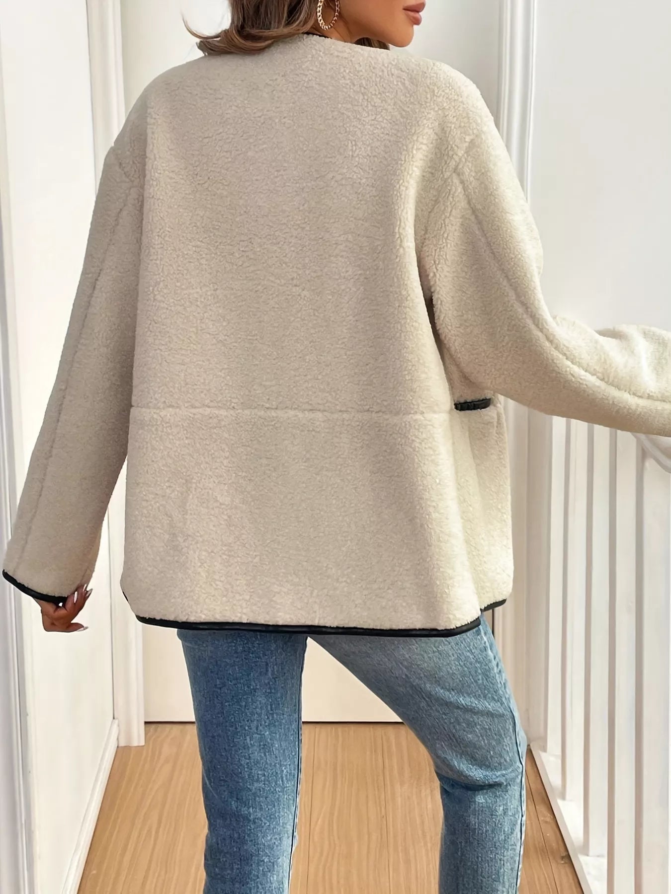 Button Up Dropped Shoulder Outerwear - Fashorio