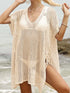 Side Tied V-Neck Cover-Up Khaki One Size - Fashorio
